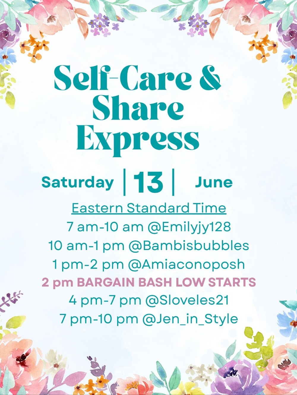 6/13 Bambi Is Live 10am-1pm On:  Self Care & Share Show Express